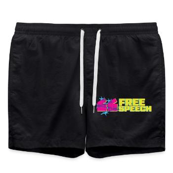 Vibrant graffiti free speech t-Shirt design - Swim Trunks - black - Front - AI Model Male 185 light (185cm)