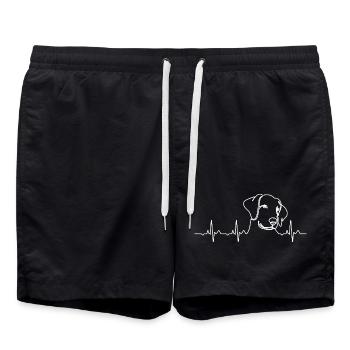 Minimalistisches Labrador Herzschlag Geschenk - Badeshorts - Schwarz - Vorne - AI Model Male 185 light (185cm)
