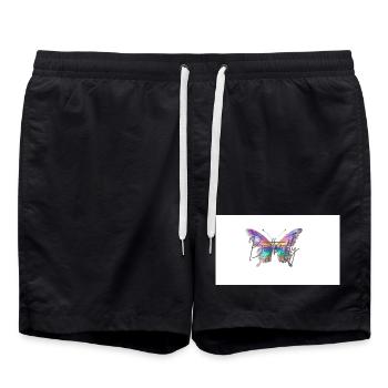 Bunter Schmetterling mit Wasserfarben-Effekt - Badeshorts - Schwarz - Vorne - AI Model Male 185 light (185cm)