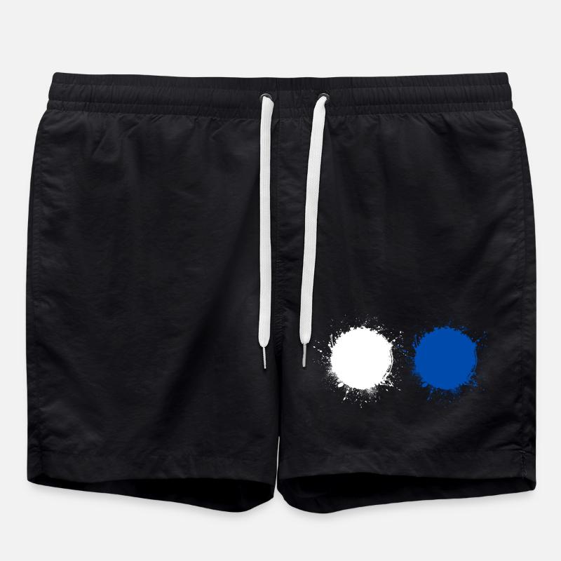 Weiß Blau - Badeshorts - Schwarz