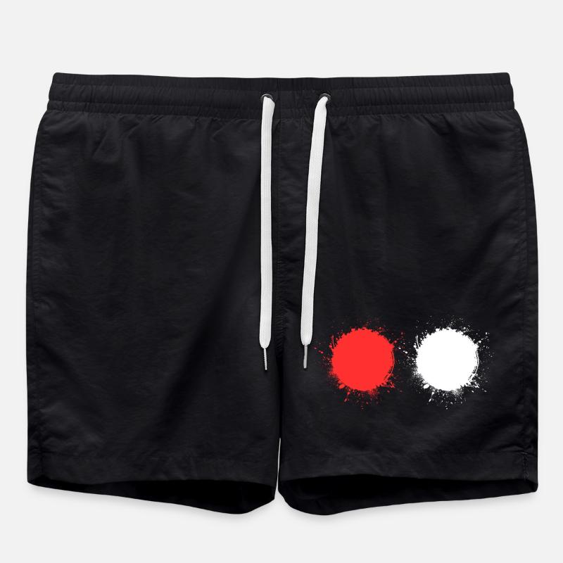 red white - Swim Trunks - black
