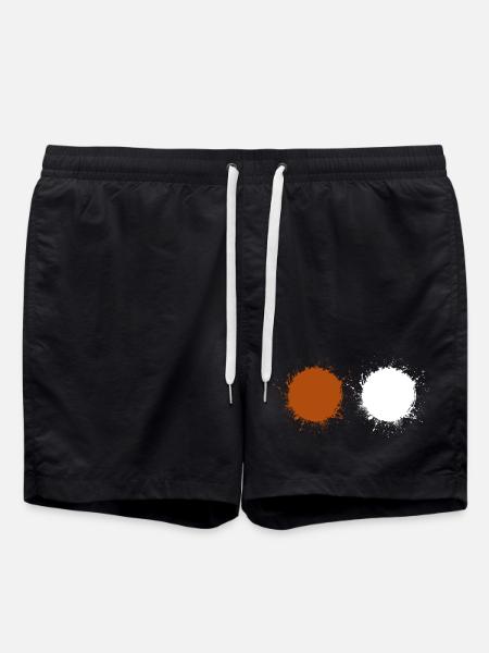 Brown White - Swim Trunks - black