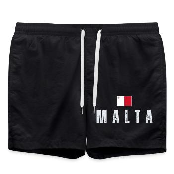 Flagge von Malta, maltesischer Patriot - Badeshorts - Schwarz - Vorne - AI Model Male 185 light (185cm)