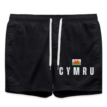 Flagge von Wales, walisischer Patriot - Badeshorts - Schwarz - Vorne - AI Model Male 185 light (185cm)