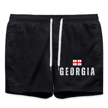 Georgische Flagge, georgischer Patriot - Badeshorts - Schwarz - Vorne - AI Model Male 185 light (185cm)