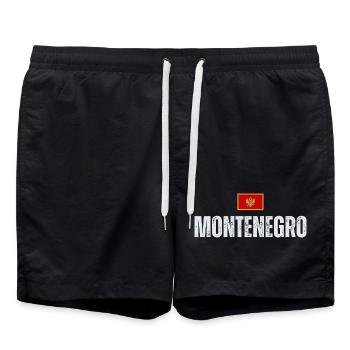 Flagge Montenegros, ich liebe Montenegro - Badeshorts - Schwarz - Vorne - AI Model Male 185 light (185cm)