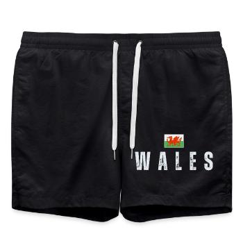 Flagge von Wales, ich liebe Wales - Badeshorts - Schwarz - Vorne - AI Model Male 185 light (185cm)