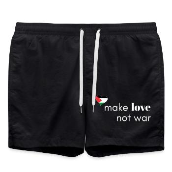 Make Love statt War - Palästina - Badeshorts - Schwarz - Vorne - AI Model Male 185 light (185cm)