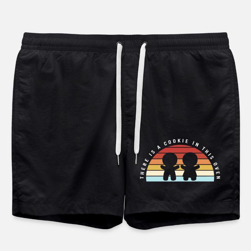 Pregnancy Birth Gingerbread Christmas - Swim Trunks - black