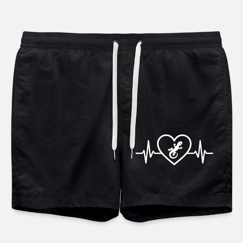 Heart Lizard - Swim Trunks - black