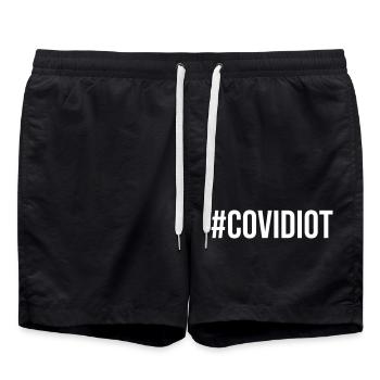 Covidiot - Swim Trunks - black - Front - AI Model Male 185 light (185cm)