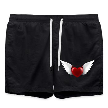 Heart Angel Devil - Swim Trunks - black - Front - AI Model Male 185 light (185cm)