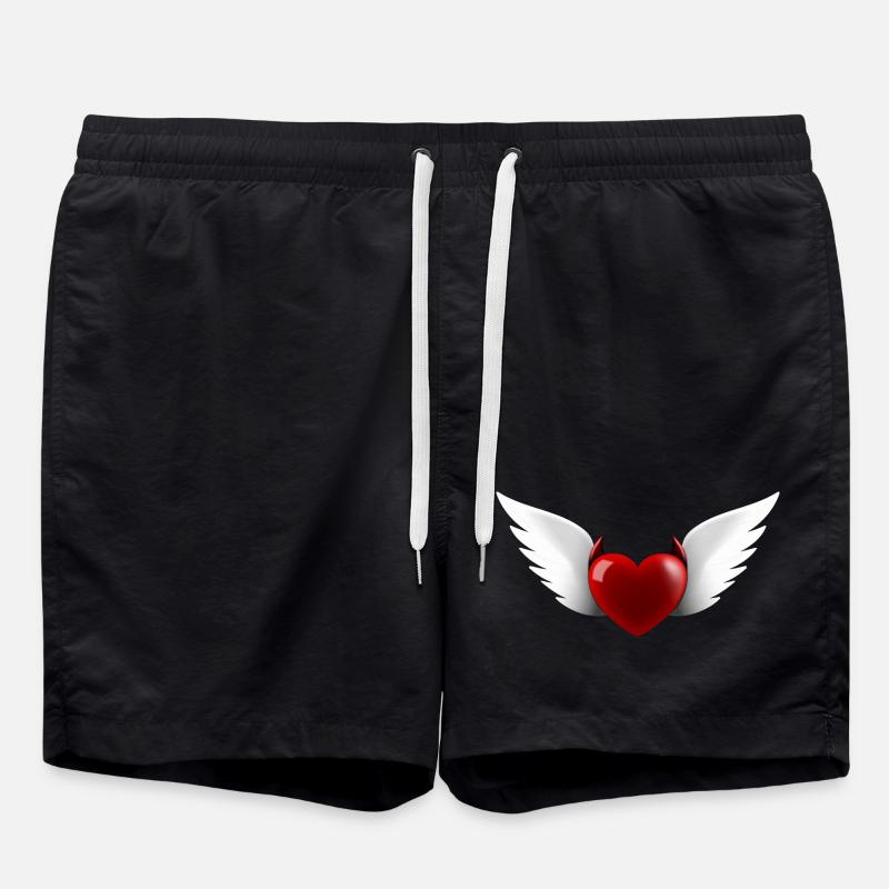 Heart Angel Devil - Swim Trunks - black