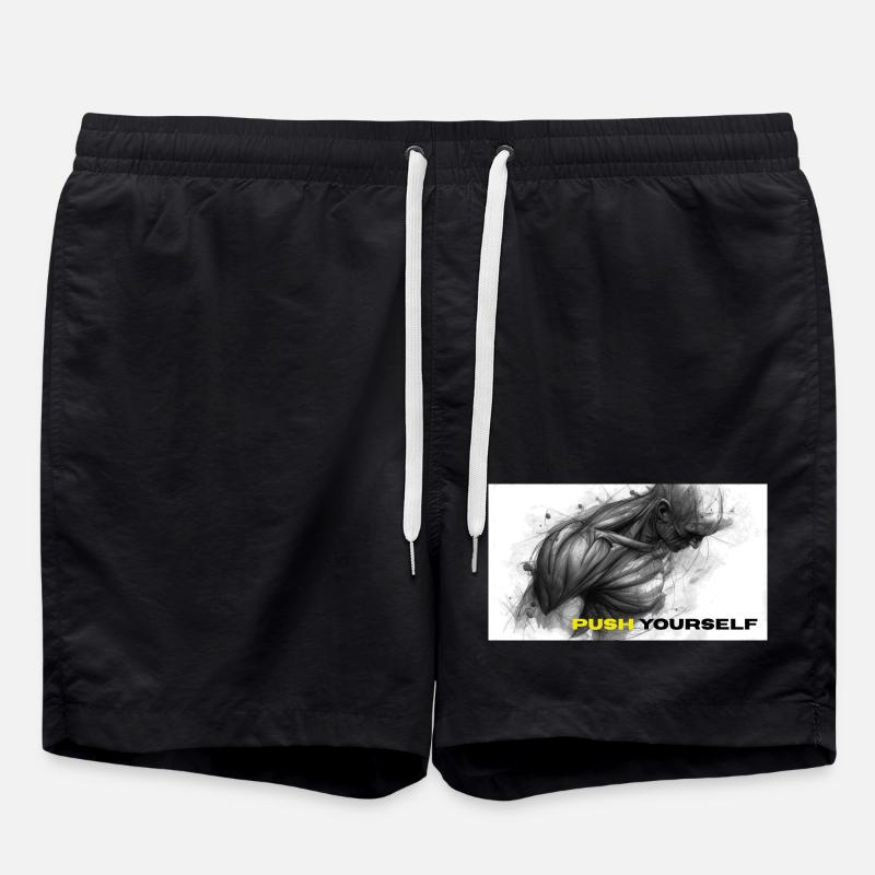 Strong Self Motivation Illustration - Swim Trunks - black