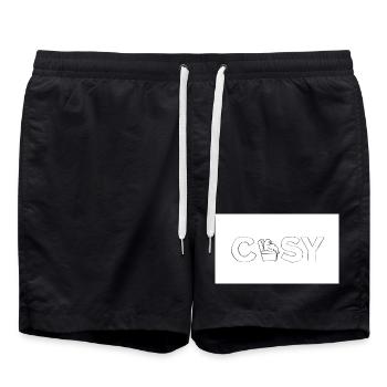 Cozy Relaxation Cats Illustration - Swim Trunks - black - Front - AI Model Male 185 light (185cm)