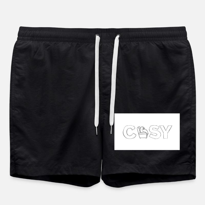 Cozy Relaxation Cats Illustration - Swim Trunks - black