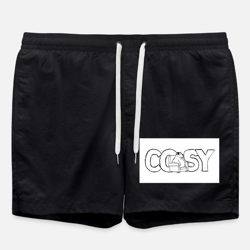 Motif animal douillet sur canapé - Short de bain - noir