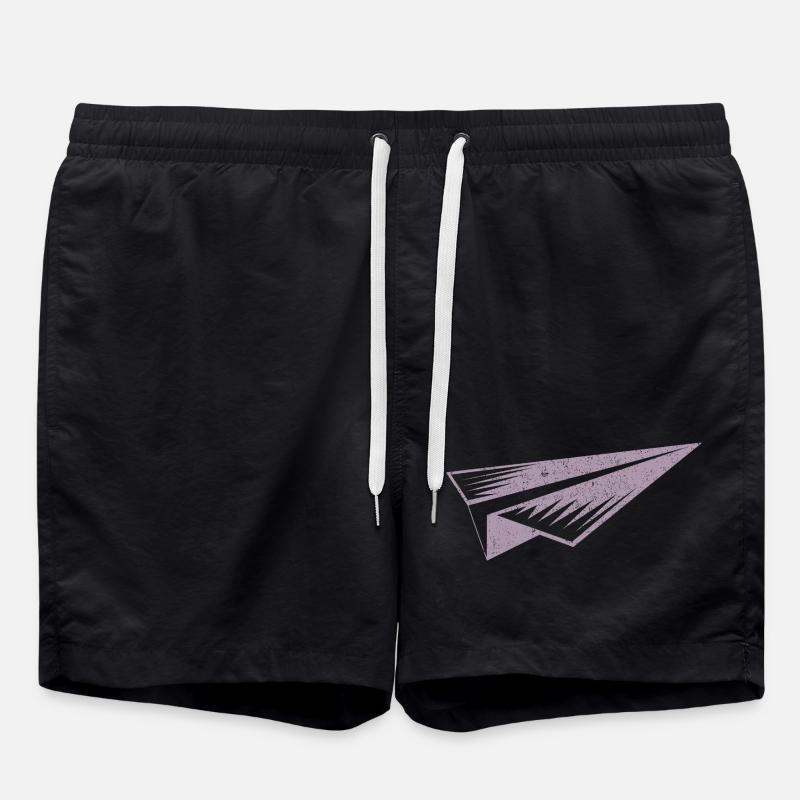 Papierflieger Silhouette Grunge Stil - Badeshorts - Schwarz