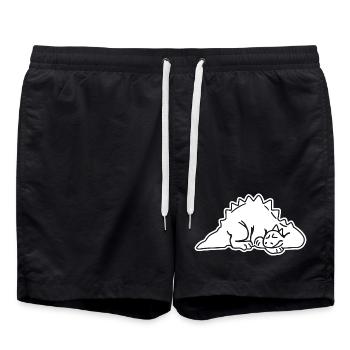 Schlafender Dino Dino, Dinosaurier, Saurier, Echse - Badeshorts - Schwarz - Vorne - AI Model Male 185 light (185cm)