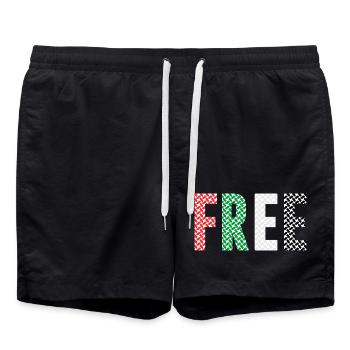Palestine libre - Short de bain - noir - Devant - AI Model Male 185 light (185cm)
