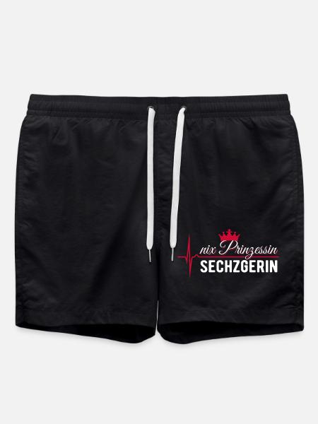 Nix Prinzessin - Sechzgerin - EKG Puls Geschenk - Badeshorts - Schwarz