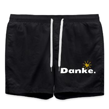 Thank you HerzSonne Typography - Swim Trunks - black - Front - AI Model Male 185 light (185cm)
