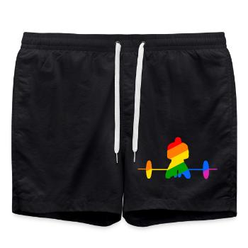 buntes Gewichtheben Geschenk - Badeshorts - Schwarz - Vorne - AI Model Male 185 light (185cm)
