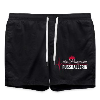 Nix Prinzessin - Fußballerin - EKG Puls Geschenk - Badeshorts - Schwarz - Vorne - AI Model Male 185 light (185cm)