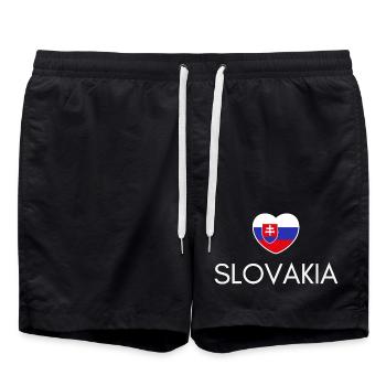 Heart with Slovakia flag, I love Slovakia - Swim Trunks - black - Front - AI Model Male 185 light (185cm)