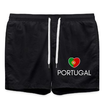 Heart with Portugal flag, Portuguese pride - Swim Trunks - black - Front - AI Model Male 185 light (185cm)