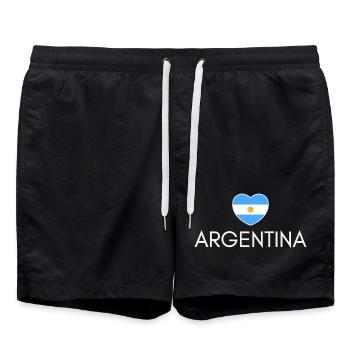 Herz mit argentinischer Flagge, ich liebe Argentinien - Badeshorts - Schwarz - Vorne - AI Model Male 185 light (185cm)