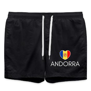 Cœur avec drapeau andorran, fierté andorrane - Short de bain - noir - Devant - AI Model Male 185 light (185cm)
