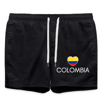 Cœur avec le drapeau colombien, j’aime la Colombie - Short de bain - noir - Devant - AI Model Male 185 light (185cm)