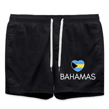 Cœur avec le drapeau des Bahamas, j’aime les Bahamas - Short de bain - noir - Devant - AI Model Male 185 light (185cm)