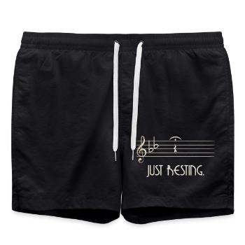 Just Resting Music Silhouette - Swim Trunks - black - Front - AI Model Male 185 light (185cm)