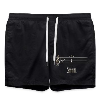 Shhh Silent Melody Sheet Music - Swim Trunks - black - Front - AI Model Male 185 light (185cm)