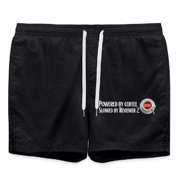 Powered by coffee, Slowed by Reviewer 2 - Swim Trunks - black - Front - AI Model Male 185 light (185cm)