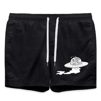 Alien Spaceship (White) - Swim Trunks - black - Front - AI Model Male 185 light (185cm)