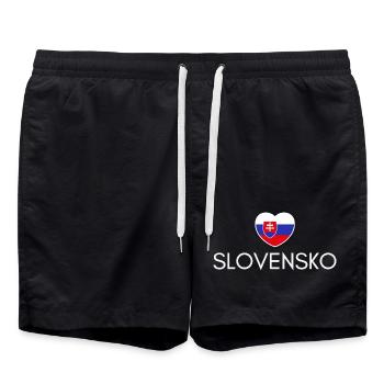 Heart with Slovakia flag, I love Slovakia - Swim Trunks - black - Front - AI Model Male 185 light (185cm)