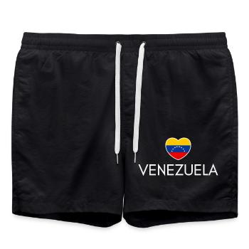 Heart with Venezuela flag, I love Venezuela - Swim Trunks - black - Front - AI Model Male 185 light (185cm)