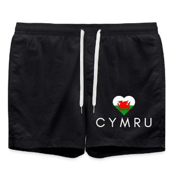 Herz mit walisischer Flagge, walisischer Stolz - Badeshorts - Schwarz - Vorne - AI Model Male 185 light (185cm)