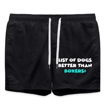 Boxer Dog - Swim Trunks - black - Front - AI Model Male 185 light (185cm)