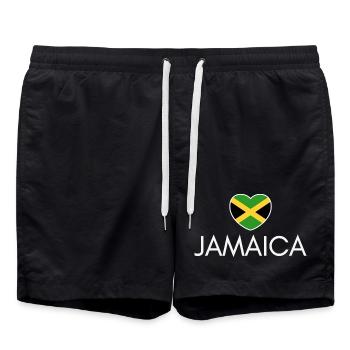 Cœur avec drapeau jamaïcain, fierté jamaïcaine - Short de bain - noir - Devant - AI Model Male 185 light (185cm)