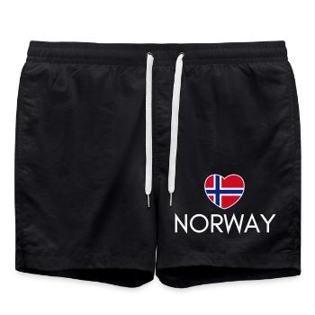 Heart with Norway flag, I love Norway - Swim Trunks - black - Front - AI Model Male 185 light (185cm)