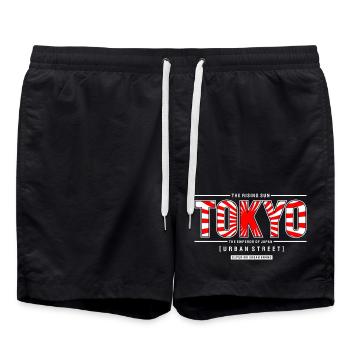 Tokyo Sunrise Urbane Straße - Badeshorts - Schwarz - Vorne - AI Model Male 185 light (185cm)