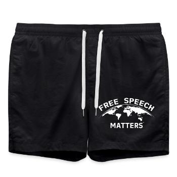 Free Speech Matters Globe - Swim Trunks - black - Front - AI Model Male 185 light (185cm)