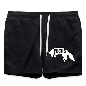 Fuchs im Sprung: Comic, Kawaii & Manga Style - Badeshorts - Schwarz - Vorne - AI Model Male 185 light (185cm)