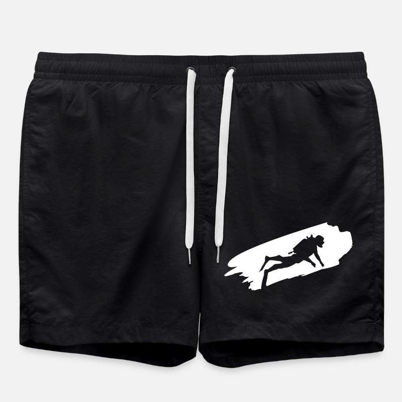 Divers diving underwater - Swim Trunks - black