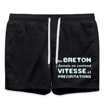 A BRETON DOES NOT CONFUSE SPEED WITH PRECIPITATION - Swim Trunks - black - Front - AI Model Male 185 light (185cm)