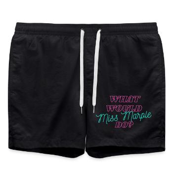 Was würde Miss Marple machen Neon - Badeshorts - Schwarz - Vorne - AI Model Male 185 light (185cm)